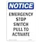 Signmission OSHA Notice, 7" Height, Emergency Stop Switch Pull To Activate Sign, 7" X 5", Portrait OS-NS-D-57-V-11924 - alternate 1